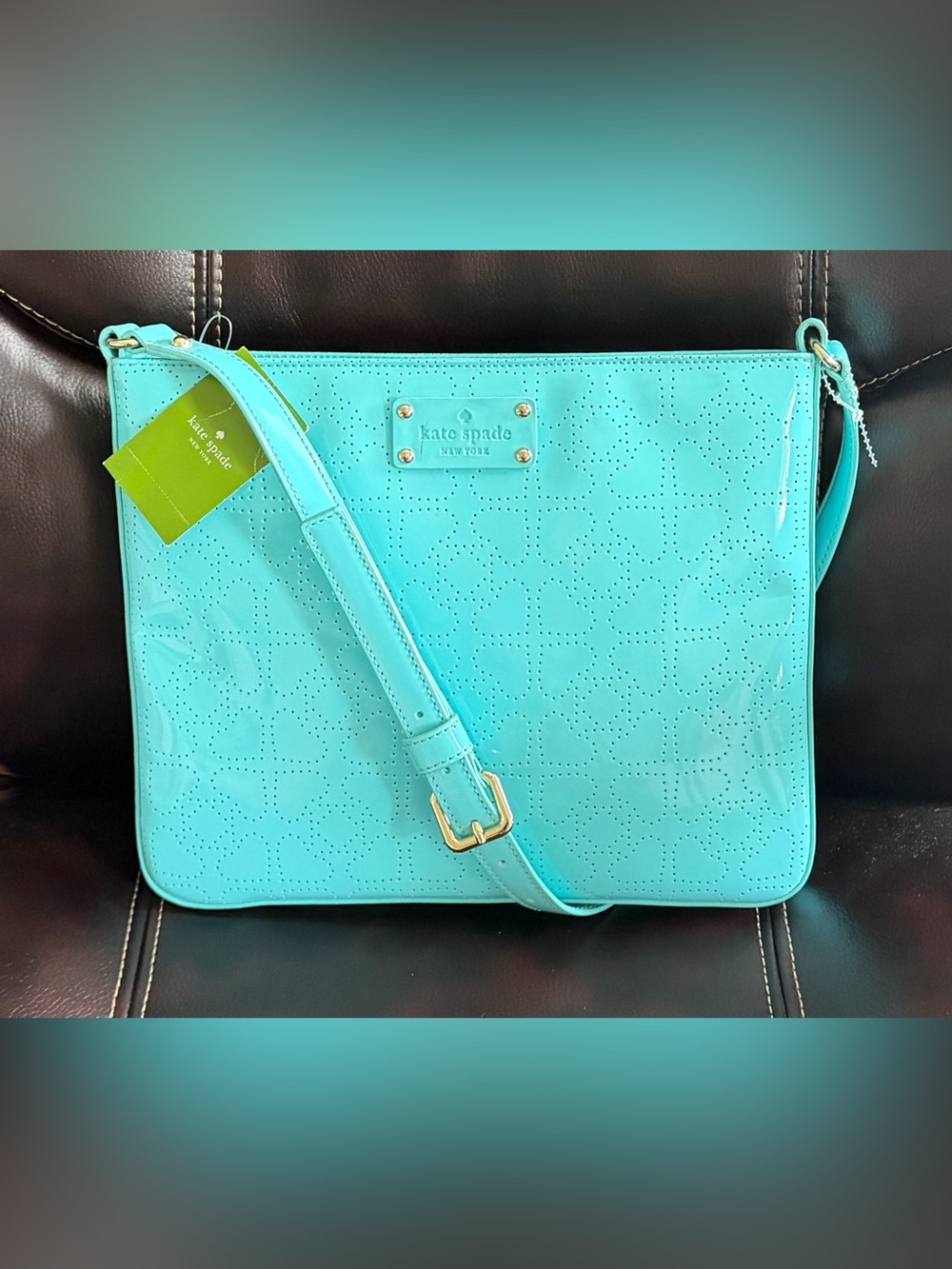 NWT kate spade turquoise perforated spade ♠️ crossbody